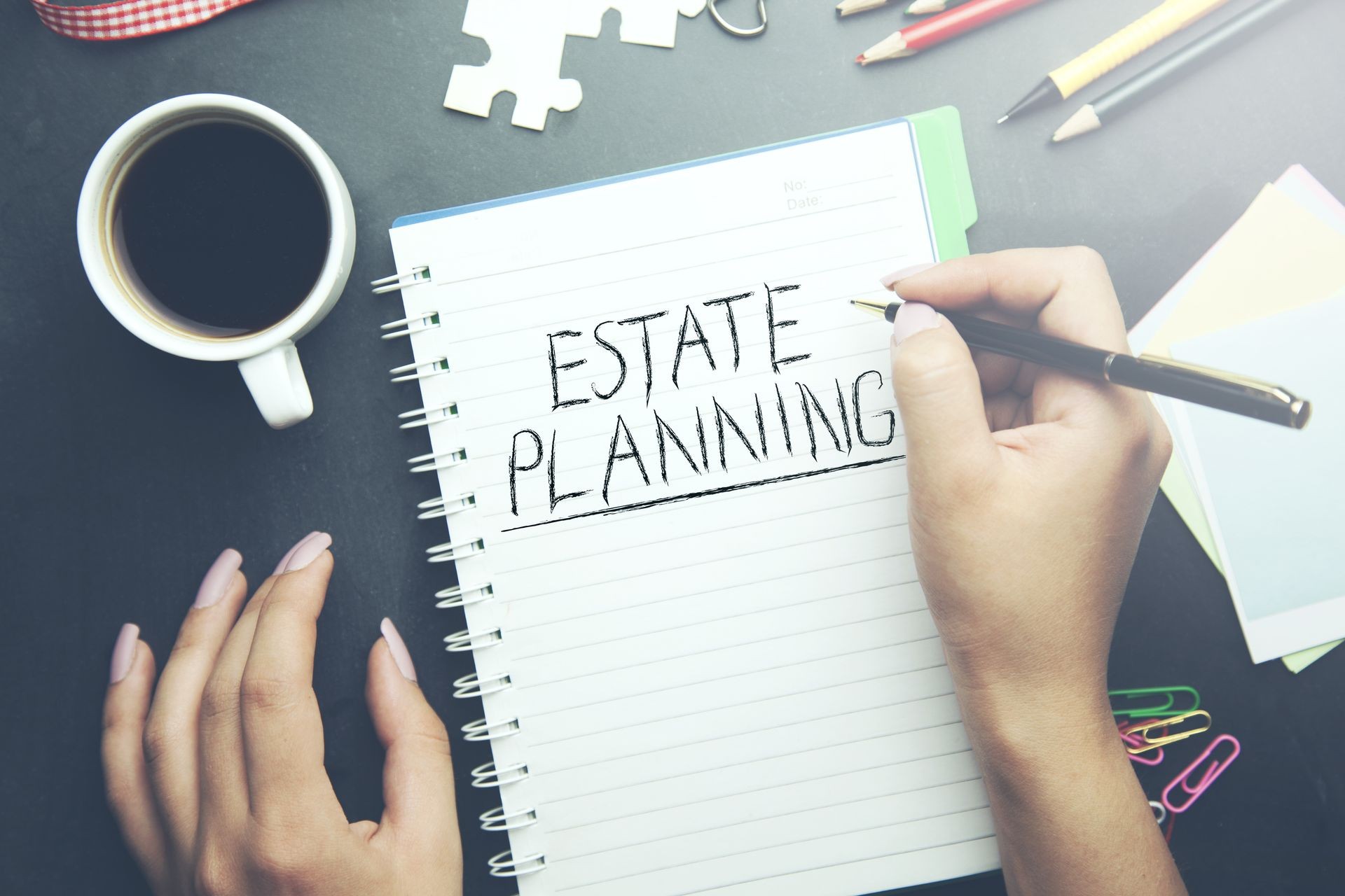 businesswoman written estate planning text